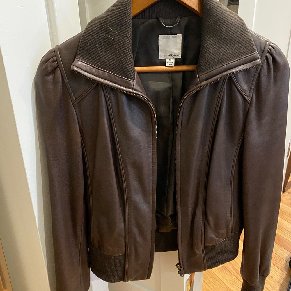 Halogen brown leather jacket